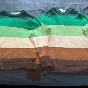 H&M Men’s Striped Crewneck Sweater in Teal, Mint, Cream & Brown